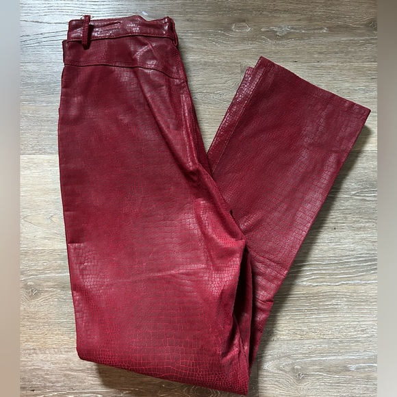 Vintage LUCID LTD size 9 red leather 5 pocket Jean style pants - Picture 1 of 7